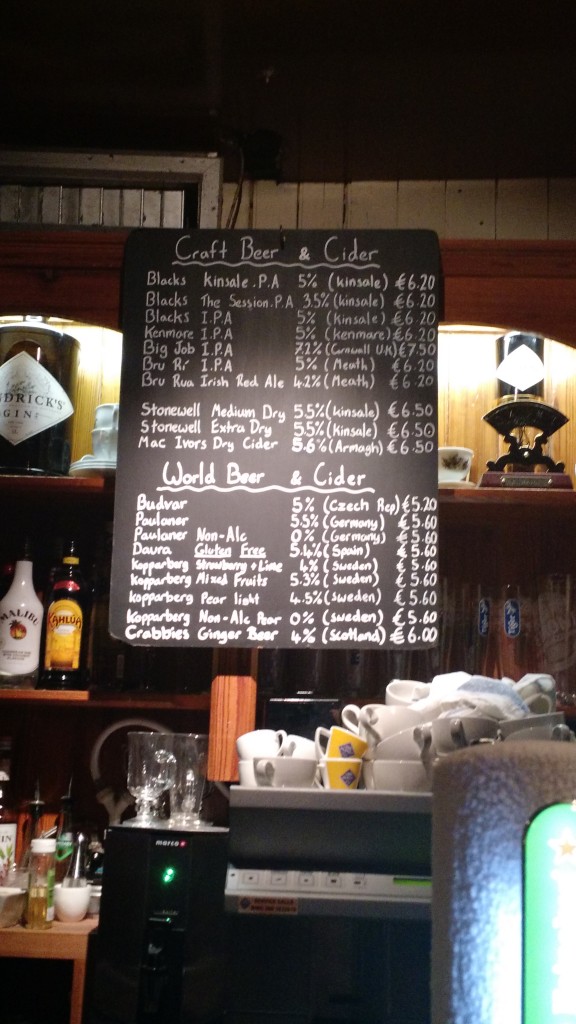The craft beer selection at the Bulman. Quaint, but a poor cousin to the Palate. 